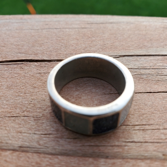 Handmade Enamal & Sterling Silver Ring- Midnight/Aqua (Size  6 1/2) - Picture 6 of 6